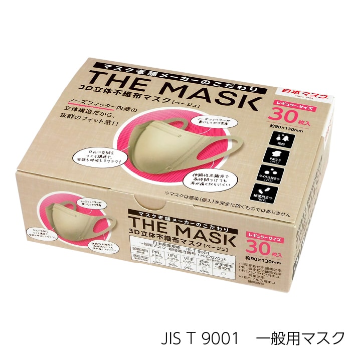 THE MASK 3D立体不織布マスク(ベージュ)　30枚入